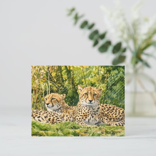 Cheetah Companions - Rusten in het wild Briefkaart (Staand voorkant)