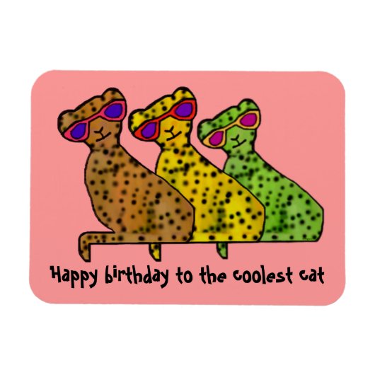 Cheetah Cool Cats Happy Birthday Premium Magnet Magneet (Horizontaal)