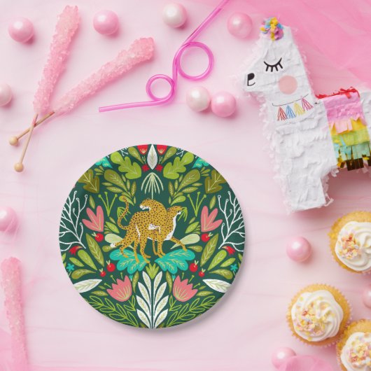 "Cheetah Couple Illustration, Wild Cat Oerwoud Papieren Bordje (Feest)