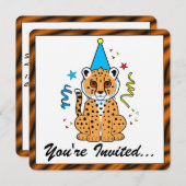 Cheetah Cub Birthday Invite Kaart (Voorkant / Achterkant)