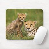 Cheetah Cub en Parent in Grass Muismat (Met muis)