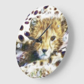 Cheetah Cub fractal wandklok (Hoek)