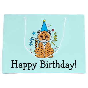 Cheetah Cub Happy Birthday Large Cadeautasje