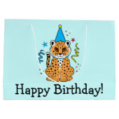 Cheetah Cub Happy Birthday Large Cadeautasje (Achterkant)