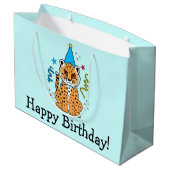 Cheetah Cub Happy Birthday Large Cadeautasje (Achterkant Gekanteld)