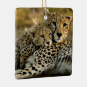 Cheetah Cub Snuggling met zijn moeder Keramisch Ornament (Rechts)