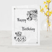 Cheetah & Cubs Wildlife Inspiration Birthday Card Kaart (Gele Bloem)