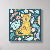 Cheetah Cute Floral Canvas Afdruk (Voorkant)