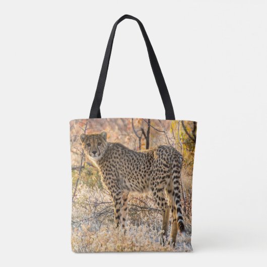 Cheetah die rond kijkt tote bag (Achterkant)