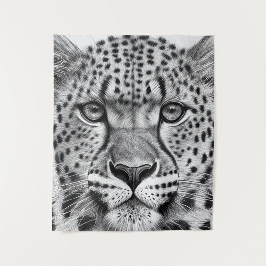 Cheetah Dier Wilde Natuur Illustratie Lijn Epic Wandkleed (Voorkant)