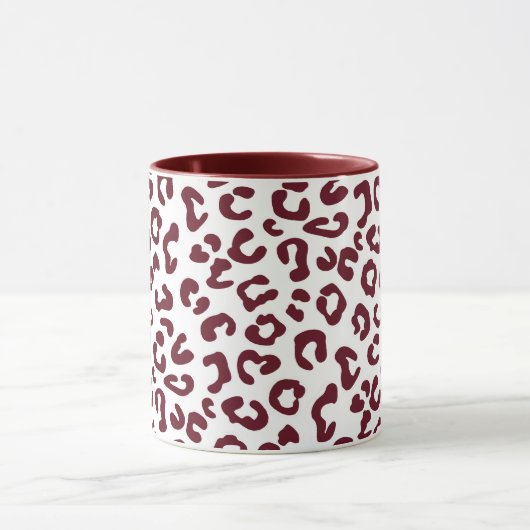 Cheetah Dierenprint in Maroon en Wit Mok (Midden)
