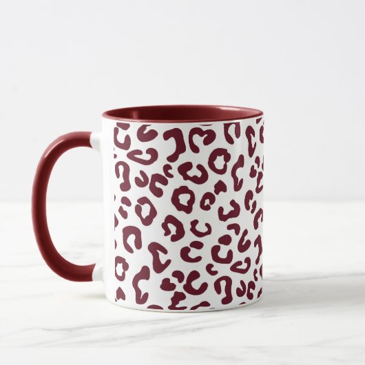 Cheetah Dierenprint in Maroon en Wit Mok (Links)
