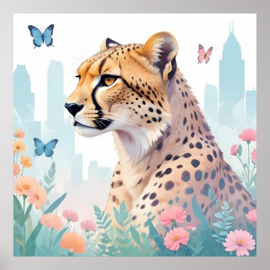Cheetah Dierlijke Natuur Milieu Decor Poster (Voorkant)