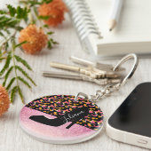 Cheetah Dierprint Roze Parel Sleutelhanger (Voorkant Rechts)