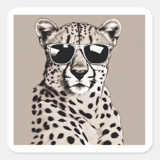 Cheetah Diva Vierkante Sticker (Voorkant)