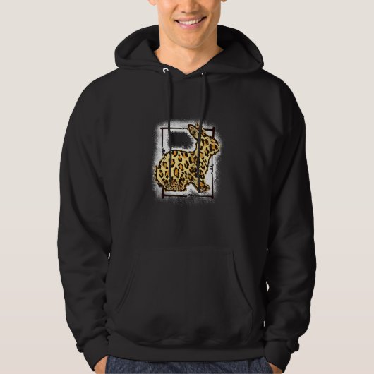 Cheetah Easter Bunny Happy Easter Day Bleached Hoodie (Voorkant)