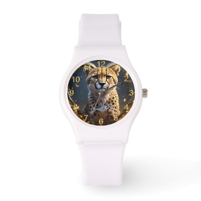 Cheetah: een gouden liefdeshart horloge (Voorkant)