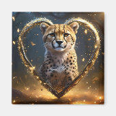Cheetah: een gouden liefdeshart magneet (Voorkant)