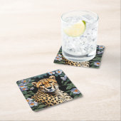 Cheetah en bloemen kartonnen onderzetters (Insitu)