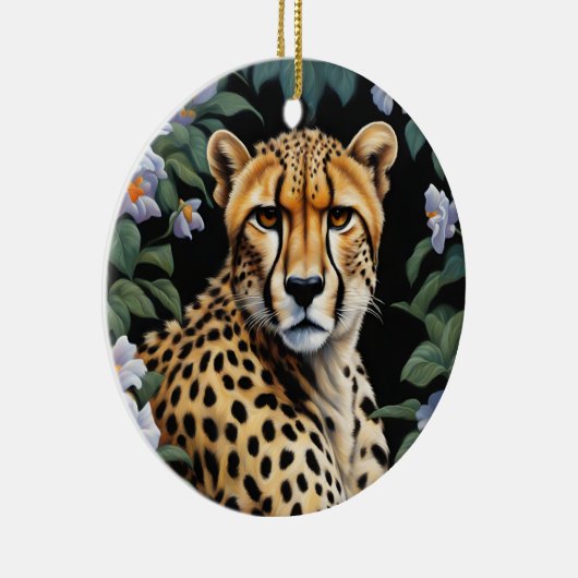 Cheetah en bloemen keramisch ornament (Rechts)