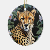 Cheetah en bloemen keramisch ornament (Links)