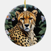 Cheetah en bloemen keramisch ornament (Achterkant)