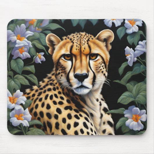 Cheetah en bloemen muismat (Voorkant)