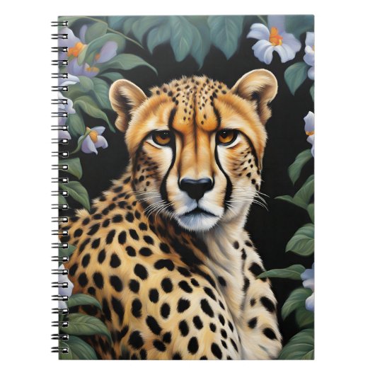 Cheetah en bloemen notitieboek (Voorkant)