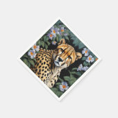 Cheetah en bloemen servet (Hoek)