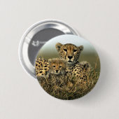 Cheetah en Cub Ronde Button 5,7 Cm (Voorkant /achterkant)