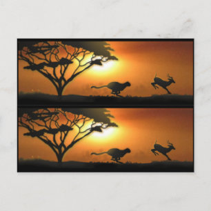 Cheetah en Gazelle-boekmerktekens Briefkaart