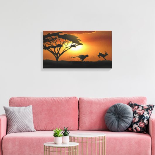 Cheetah en Gazelle Canvas Afdruk (Insitu (Woonkamer))