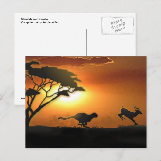 Cheetah en Gazelle-postkaart Briefkaart (Voorkant / Achterkant)