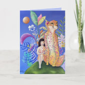 Cheetah en Meisje Kunst Empathie Ondersteuning Kaart (Voorkant)