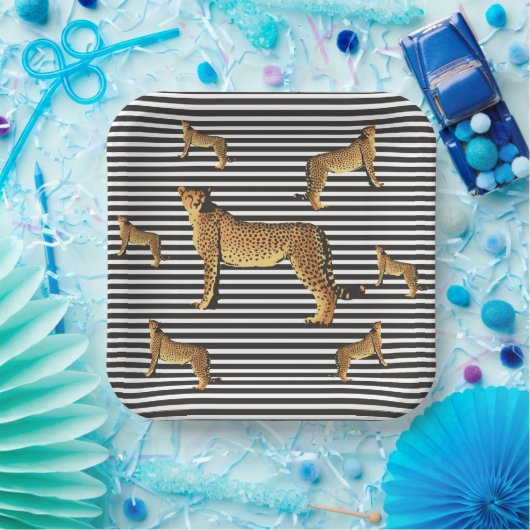 Cheetah en stripe Pattern Papieren Bordje (Feest)