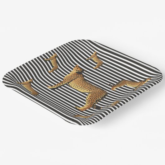 Cheetah en stripe Pattern Papieren Bordje (Gebogen)