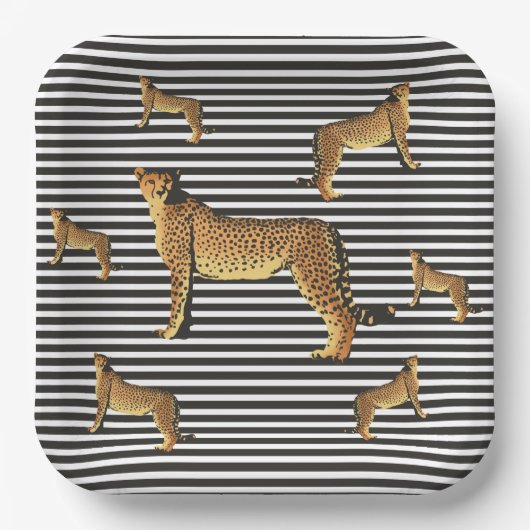Cheetah en stripe Pattern Papieren Bordje (Voorkant)