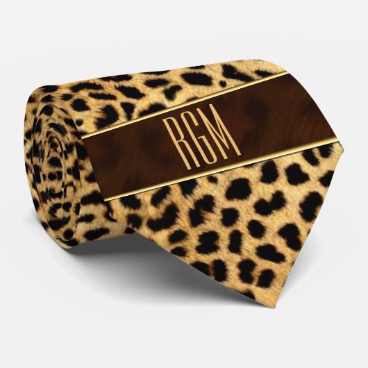 Cheetah en Zebra Wild Man Monogrammed Stropdas (Opgerold)
