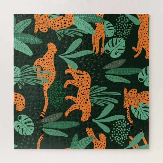 Cheetah Exotic: Tropische zomer naadloos. Legpuzzel (Horizontaal)