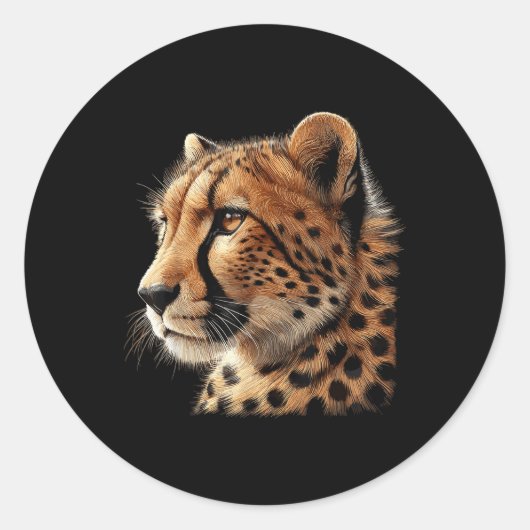 Cheetah Face Animal Ronde Sticker (Voorkant)