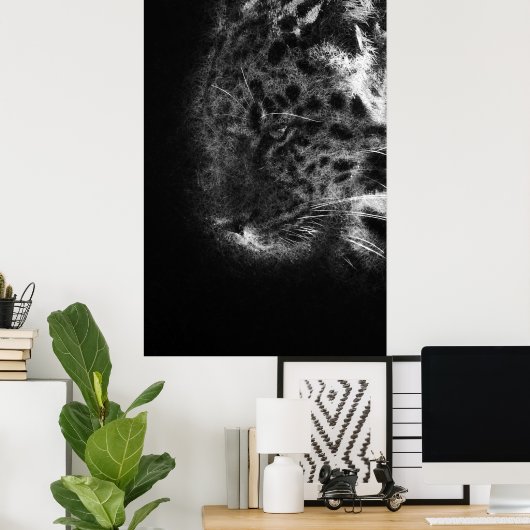 Cheetah Face Close-up decoratieve schetskunst Poster (Thuiskantoor)