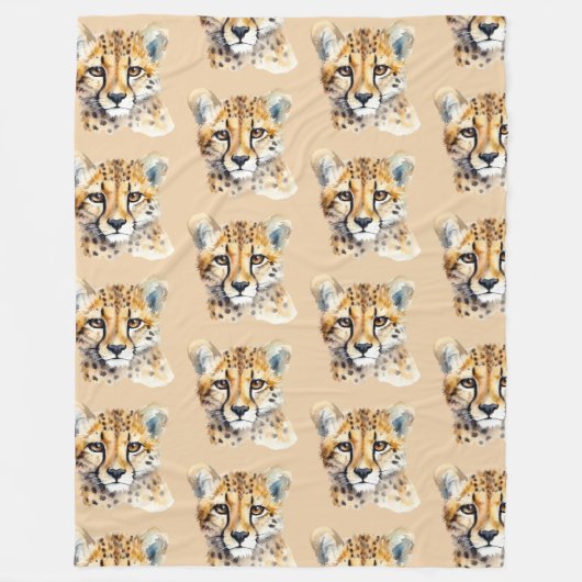 Cheetah Face Fleece Deken (Voorkant)