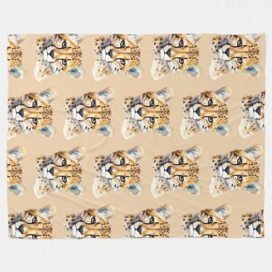 Cheetah Face Fleece Deken (Voorkant (Horizontaal))