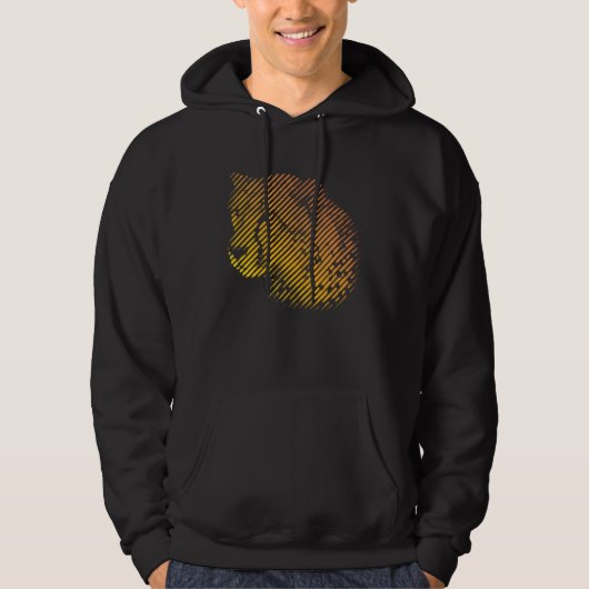 Cheetah Face in Red and Orange Stripes for Cheetah Hoodie (Voorkant)