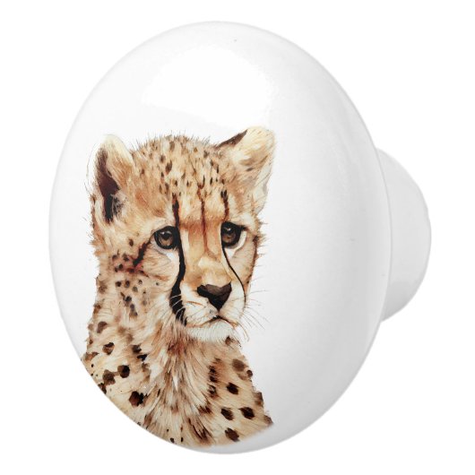Cheetah Face Keramische Knop (Rechts)