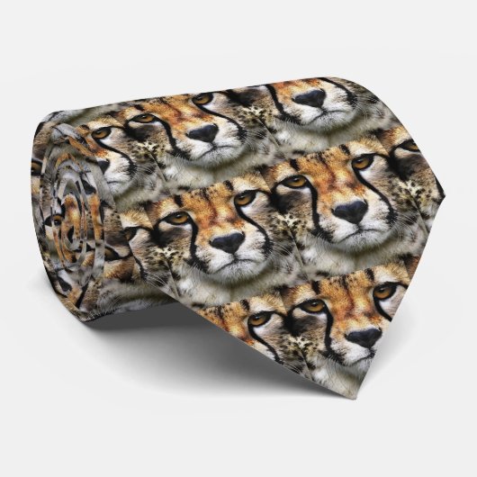 Cheetah Face Stropdas (Opgerold)