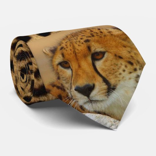 Cheetah Face Wildlife Necktie Stropdas (Opgerold)