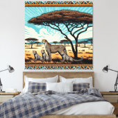 Cheetah familie in de Serengeti Canvas Afdruk (Insitu (Slaapkamer))