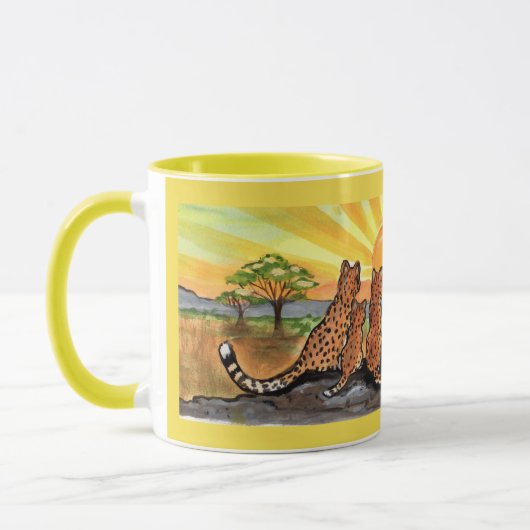 Cheetah Family Sunrise Bright Designer Mok (Links)