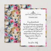 Cheetah Floral Boho Waterverf Pattern Bedankkaart (Voorkant / Achterkant)